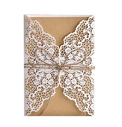 zalati Einladungskarten, 25 Stück, Papierkarten mit blanko Kraftpapier, Innenblätter, Jute-Schnur, handgefertigt, Vintage-Stil für Hochzeit, Party zalati Einladungskarten, 25 Stück, Papierkarten mit blanko Kraftpapier, Innenblätter, Jute-Schnur, handgefertigt, Vintage-Stil für Hochzeit, Party von zalati