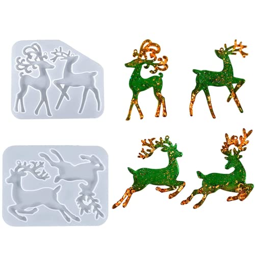 zalati Formen Weihnachten Hirsch Stil 2 Stück Elchformen Silikon für Harz DIY Handwerk Geschenke Herstellung Weihnachtsbaum Anhänger Brosche Schlüsselanhänger Kerze Seife zalati Formen Weihnachten Hirsch Stil 2 Stück Elchformen Silikon für Harz DIY Handwerk Geschenke Herstellung Weihnachtsbaum Anhänger Brosche Schlüsselanhänger Kerze Seife von zalati