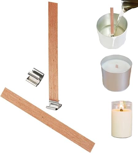 zalati Holzdochte 50 Stück Kerzendochte aus Holz mit Metallhalter für DIY Kerzenherstellung Bastelbedarf – 0,5 mm von zalati