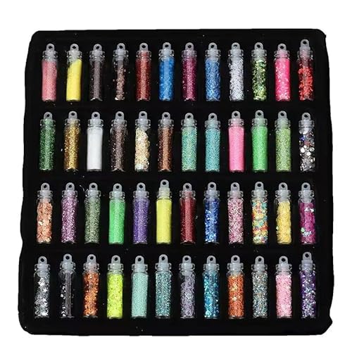 zalati Nagelglitzer, holografisches Pulver, Epoxidharz, 3D-Pailletten, Perlen für Gesicht, Nägel, Augen, Haare, Körperdekoration, 48 Stück zalati Nagelglitzer, holografisches Pulver, Epoxidharz, 3D-Pailletten, Perlen für Gesicht, Nägel, Augen, Haare, Körperdekoration, 48 Stück von zalati