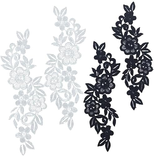 zalati Spitzenapplikationen, Blumenborte, charmant, 25 x 6 cm, Weiß von zalati