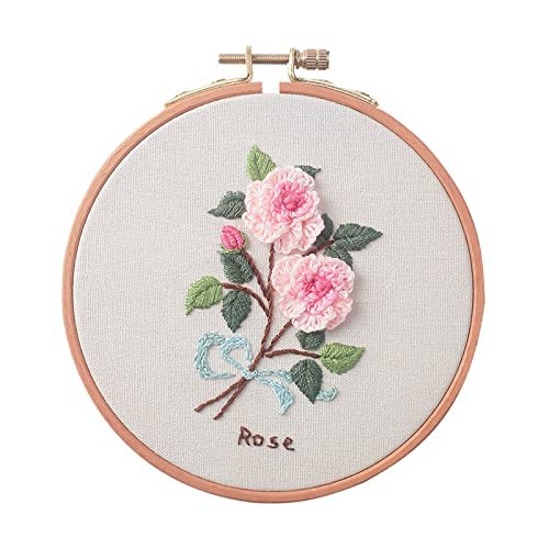 zalati Stickset Kreuzstich Set mit Stoff, Reifen, Fäden, Nadeln, Englisches Handbuch für Anfänger - Rose von zalati