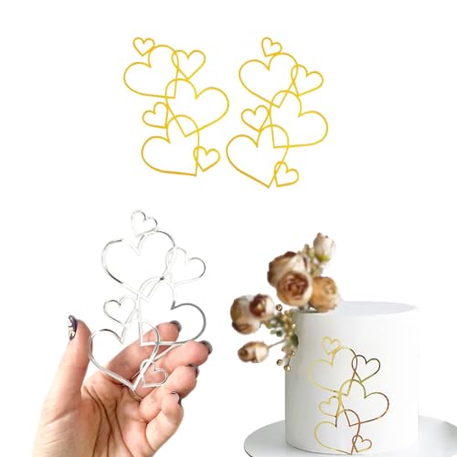 zalati Tortenaufsätze, 5 Stück, Acryl, personalisierte Dekoration mit Herzmuster für DIY Backen, Mottoparty, hängende Ornamente – 3 Stück Gold und 2 Stück Silber zalati Tortenaufsätze, 5 Stück, Acryl, personalisierte Dekoration mit Herzmuster für DIY Backen, Mottoparty, hängende Ornamente – 3 Stück Gold und 2 Stück Silber von zalati