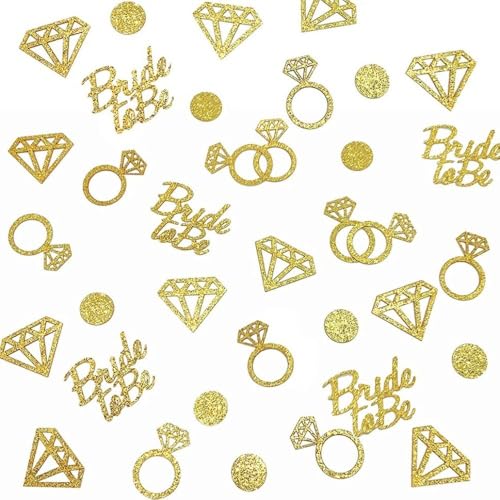 Diamantring-Konfetti, 300 Stück, Glitzer-Gold-Konfetti, Braut-Konfetti, Party-Tischkonfetti, Hochzeits-Tischdekoration für Hochzeit, Brautparty, Party von zaoalife