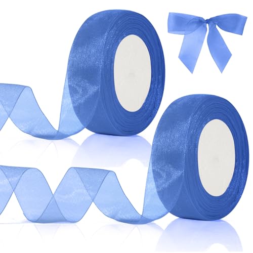 Blaues Organzaband, 2,5 cm x 45 m, für Geschenkverpackungen, Geburtstagsparty, transparentes Chiffonband, 2 Stück Blaues Organzaband, 2,5 cm x 45 m, für Geschenkverpackungen, Geburtstagsparty, transparentes Chiffonband, 2 Stück von zavehony