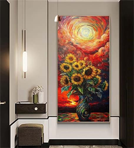 Diamond Painting Erwachsene Blumen. Diamond Painting xxl 80x160cm Diamant Malen Nach Zahlen Sonnenblume Diamant Malerei Stickerei Kreuzstich Kristall Kunst Leinwand Mosaikherstellung Basteln,cx1242 von zcscgtrhe