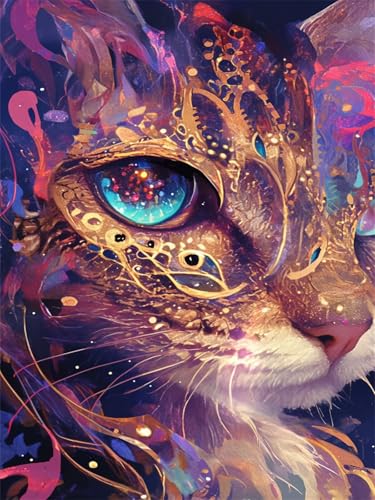 Diamond Painting Katze Diamond Painting Kinder Abstrakt 2025 Diamant Malerei 30x40cm,Kristall Kreuzstich Bilder Basteln Mädchen 8 Jahre Bastelset Erwachsene für Home Wand Dekoration Geschenke Wjj-223 von zcscgtrhe