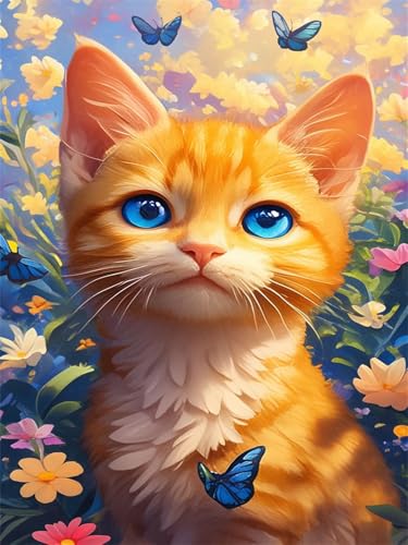 Diamond Painting Katze Diamond Painting Kinder Schmetterling 2025 Diamant Malerei 50x70cm,Kristall Kreuzstich Bilder Basteln Mädchen 8 Jahre Bastelset Erwachsene Home Wand Dekoration Geschenke Wjj-227 von zcscgtrhe