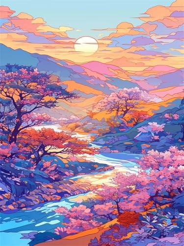 Diamond Painting Landschaft Diamond Painting Kinder Japan 2025 Diamant Malerei 30x40cm,Kristall Kreuzstich Bilder Basteln Mädchen 8 Jahre Bastelset Erwachsene Home Wand Dekoration Geschenke Wjj-173 von zcscgtrhe