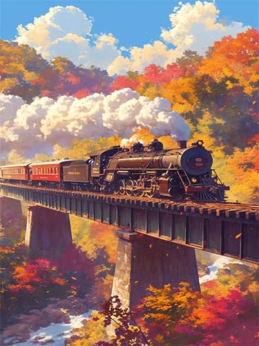 Diamond Painting Landschaft Diamond Painting Kinder Zug 2025 Diamant Malerei 40x50cm,Kristall Kreuzstich Bilder Basteln Mädchen 8 Jahre Bastelset Erwachsene für Home Wand Dekoration Geschenke Wjj-167 von zcscgtrhe