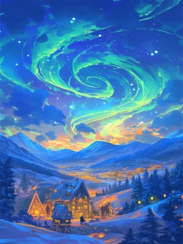 Diamond Painting Winter Diamond Painting Kinder Landschaft 2025 Diamant Malerei 50x80cm,Kristall Kreuzstich Bilder Basteln Mädchen 8 Jahre Bastelset Erwachsene Home Wand Dekoration Geschenke Wjj-155 von zcscgtrhe