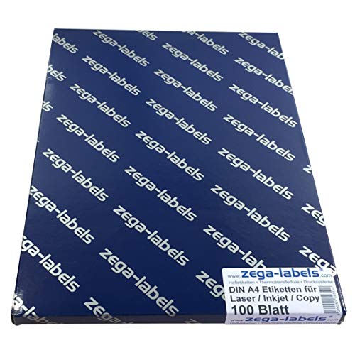 1.200 Etiketten 97 x 42,3 mm selbstklebend auf DIN A4 Bögen (2x6 Etiketten) - 100 Blatt Pack - Universell für Laser/Inkjet/Kopierer einsetzbar - 97x42mm 12-teilig von zega-labels