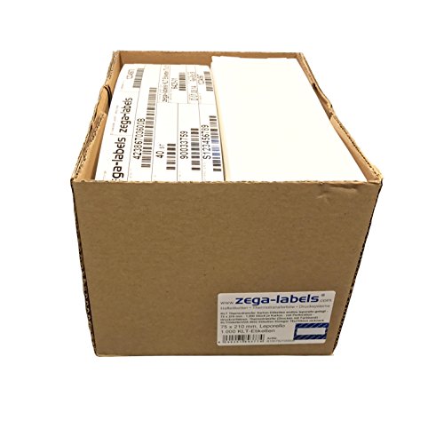 KLT Thermo Karton Etiketten endlos leporello gelegt - 75 x 210 mm - 1.000 Stück je Karton - mit Perforation - Druckverfahren: Thermodirekt (Verwendung ohne Farbband) - KLT Warenanhänger nach VDA 4902 von zega-labels