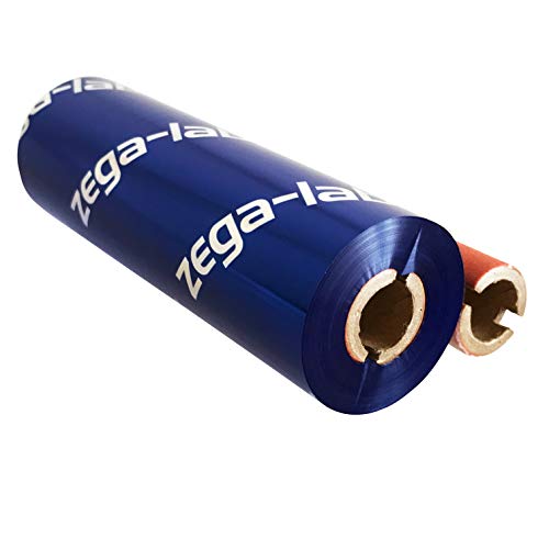 zega-labels Thermotransfer Farbband BLAU 110 mm x 74 m - zega color (Wachs/Harz Wischfest) - 1/2 Zoll Kern Ø 12,7 mm - für Papieretiketten - für Desktopdrucker Zebra ZD/GK/GX/GC/TLP von zega-labels