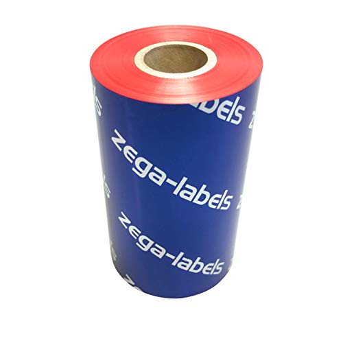 zega-labels Thermotransfer Farbband ROT 110 mm x 300 m - zega color (Wachs/Harz Wischfest) - Farbseite AUSSEN - 1 Zoll Kern Ø 25 mm - für Papieretiketten - Ribbon für Zebra ZT-Serie/ZM400/Z4M+/ZD421T von zega-labels