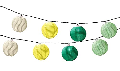 zeitzone Solar Lichterkette Lampions 8 Stück Grün Gelb Weiß Laternen Outdoor Garten Party von zeitzone