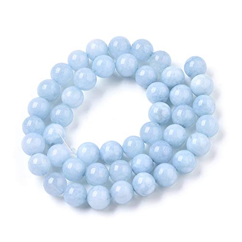 6 mm große Aquamarin-Edelstein-Perlen, lose Steine, runde Perlen für Schmuckherstellung, DIY-Armband, Halskette, Perlen (Aquamarin, 6 mm) von zemrio