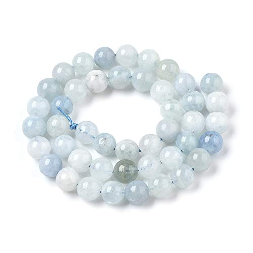 ZEMRIO 10mm Natürlich Aquamarin Edelstein Perlen Für Schmuck Herstellung DIY Armband Halskette Runde Perlen Perlen (Aquamarin, 10mm) von zemrio