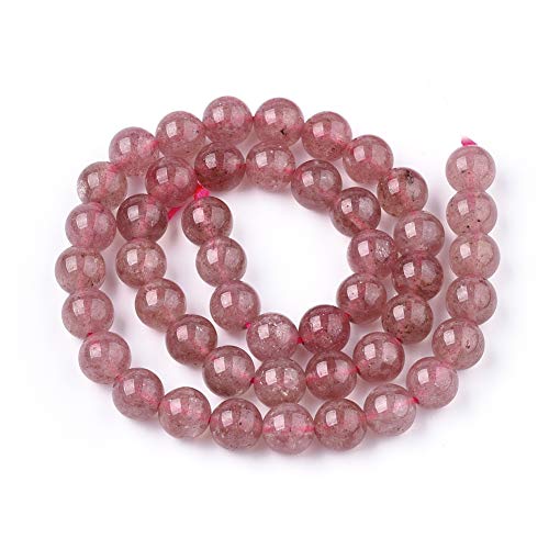 ZEMRIO 10mm Natürlich Erdbeerquarz Edelstein Perlen Für Schmuck Herstellung DIY Armband Halskette Runde Perlen Perlen (Erdbeerquarz, 10mm) von zemrio