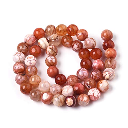 ZEMRIO 10mm Natürlich Feuerachat Edelstein Perlen Für Handgefertigten Schmuck Lose Steine Runde Perlen (Color-8, 10mm) von zemrio