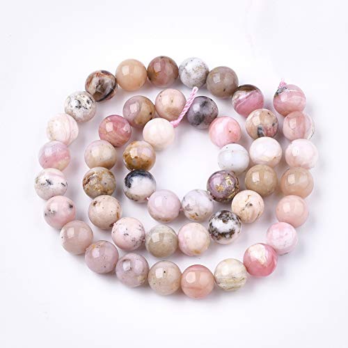 ZEMRIO 10mm Natürlich Pink Opal Edelstein Perlen Für Schmuck Herstellung DIY Armband Halskette Runde Perlen Perlen (Pink Opal, 10mm) von zemrio