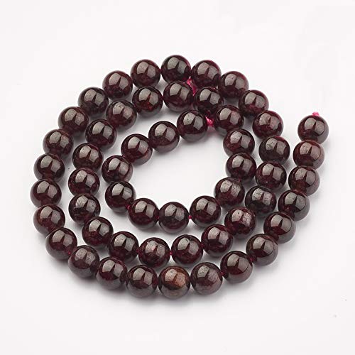 ZEMRIO 10mm natürliche Granat Edelsteinperlen Lose Stein runde Perlen für Schmuckherstellung DIY Armband Halskette Perlen (Granat, 10mm) von zemrio