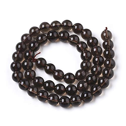 ZEMRIO 10mm natürliche Rauchquarz Edelsteinperlen Lose Stein runde Perlen für Schmuckherstellung DIY Armband Halskette Perlen (Rauchquarz, 10mm) von zemrio