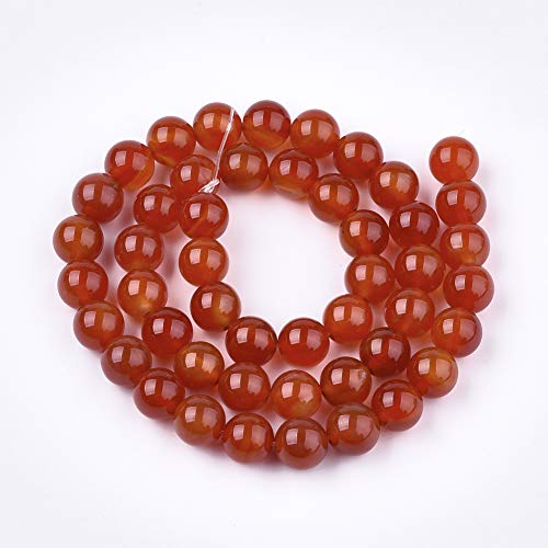 ZEMRIO 10mm natürliche Rot Achat Edelsteinperlen Lose Stein runde Perlen für Schmuckherstellung DIY Armband Halskette Perlen (Rot Achat, 10mm) von zemrio