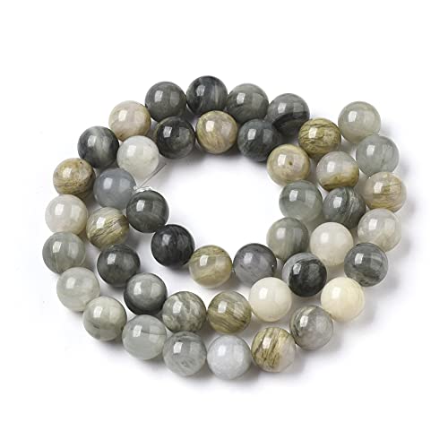 ZEMRIO 6mm natürliche Grüne Linie Jaspis Edelsteinperlen Lose Stein runde Perlen für Schmuckherstellung DIY Armband Halskette Perlen (Grüne Linie Jaspis, 6mm) von zemrio