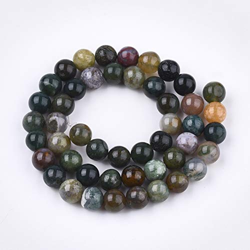 ZEMRIO 6mm natürliche Indischer Achat Edelsteinperlen Lose Stein runde Perlen für Schmuckherstellung DIY Armband Halskette Perlen (Indischer Achat, 8mm) von zemrio