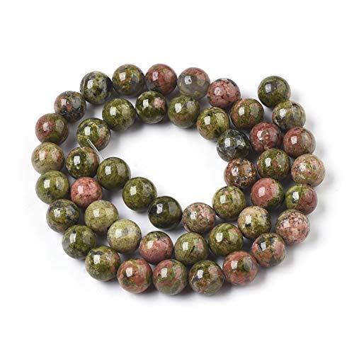 ZEMRIO 6mm natürliche Unakite Edelsteinperlen Lose Stein runde Perlen für Schmuckherstellung DIY Armband Halskette Perlen (Unakite, 6mm) von zemrio