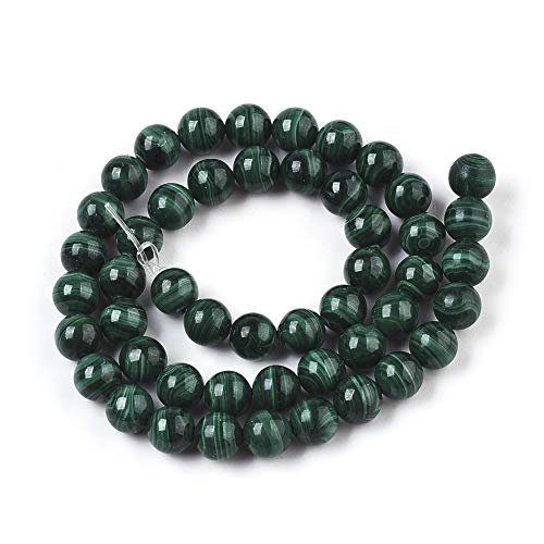 ZEMRIO 8mm Natürlich Malachit Edelstein Perlen Für Schmuck Herstellung DIY Armband Halskette Runde Perlen (Malachit, 48 Stück) von zemrio