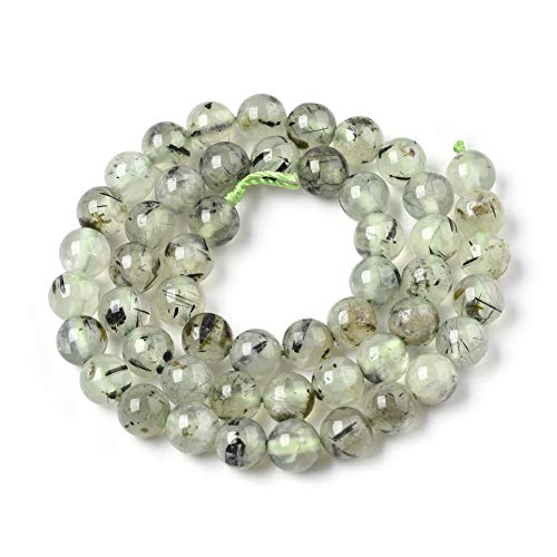 ZEMRIO 8mm Natürlich Prehnit Edelstein Perlen Für Schmuck Herstellung DIY Armband Halskette Runde Perlen (Prehnit, 48 Stück) von zemrio