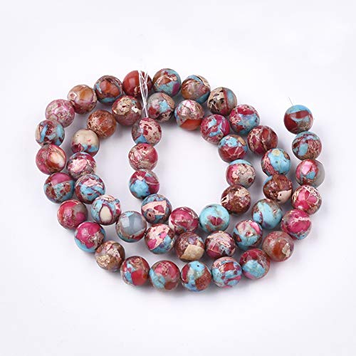 ZEMRIO 8mm natürliche Kaiserstein Edelsteinperlen Lose Stein runde Perlen für Schmuckherstellung DIY Armband Halskette Perlen (Color-2, 8mm) von zemrio