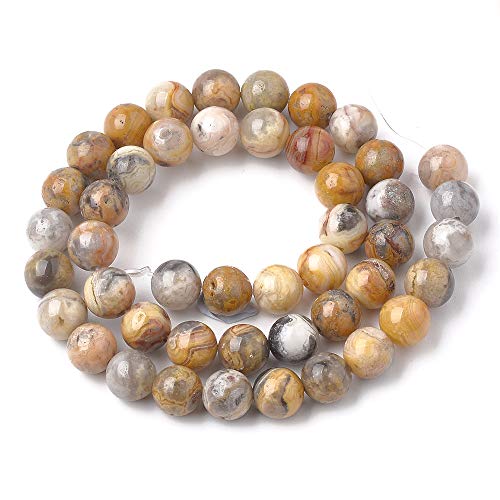 ZEMRIO 8mm natürliche Verrückter Achat Edelsteinperlen Lose Stein runde Perlen für Schmuckherstellung DIY Armband Halskette Perlen (Verrückter Achat, 8mm) von zemrio