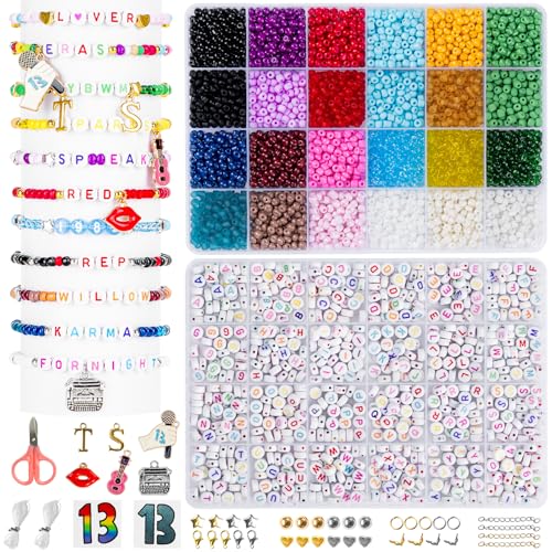 Zenmag 24 Farben Perlen Set für Armbänder, 4mm Perlen Zum Auffädeln mit 920 Bunte Buchstaben Perlen (A-Z), Freundschaftsarmbänder Selber Machen Kinder, Erwachsener zu Weihnachten, Geburtstage, Partys von zenmag