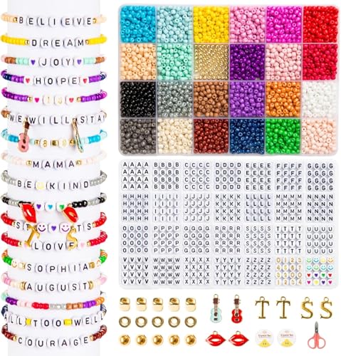 zenmag 24 Farbe Perlen Set für Freundschaftsarmbänder Selber Machen, 4mm Perlen Zum Auffädeln, 1040 Perlen Buchstaben, Zahlenperlen und Anhängern, Geschenkidee für Bastelset Weihnachten EUAGS102M01 zenmag 24 Farbe Perlen Set für Freundschaftsarmbänder Selber Machen, 4mm Perlen Zum Auffädeln, 1040 Perlen Buchstaben, Zahlenperlen und Anhängern, Geschenkidee für Bastelset Weihnachten EUAGS102M01 von zenmag