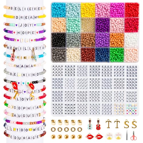 ZENMAG Freundschaftsarmband-Bastelset in 24 Farben mit 1040 Buchstabenperlen (A-Z), Zahlenperlen, Herz- und Lächelperlen für Armbandherstellung, verschiedene Charms, Schmuckarmbandherstellungs-Sets ZENMAG Freundschaftsarmband-Bastelset in 24 Farben mit 1040 Buchstabenperlen (A-Z), Zahlenperlen, Herz- und Lächelperlen für Armbandherstellung, verschiedene Charms, Schmuckarmbandherstellungs-Sets von zenmag