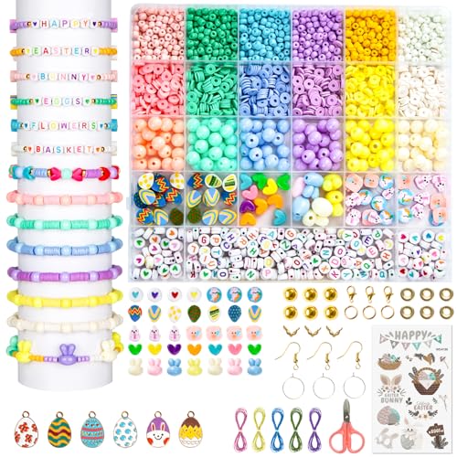 zenmag Osterperlen für Armbänder – Armbänder selber machen mit 4mm Perlen, Tonperlen, Runde Perlen, bunte Buchstabenperlen, Ostereier, Hasen, Ostergeschenk für Kinder und Mädchen von 6 bis 12 Jahren zenmag Osterperlen für Armbänder – Armbänder selber machen mit 4mm Perlen, Tonperlen, Runde Perlen, bunte Buchstabenperlen, Ostereier, Hasen, Ostergeschenk für Kinder und Mädchen von 6 bis 12 Jahren von zenmag