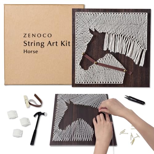 zenoco Pferde-Schnurkunst-Set für Erwachsene, Jugendliche und Frauen, All-Inclusive-DIY-Bastelset für Anfänger bis Fortgeschrittene – einzigartiges Bastelgeschenk für Wanddekoration und von zenoco