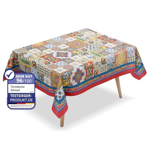 Tischdecke aus Baumwolle | Rechteckig - abwaschbar | partytischdecken für Haushalt, Camping, Party & Anlässe - Perfekt für Esstisch & Gartentisch - Hochzeit (140x260) von zenuzi