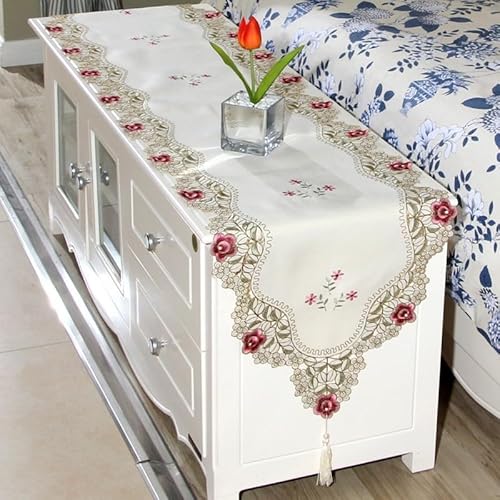 Dekorativer Tischläufer, weicher Spitzenstoff, geeignet für verschiedene Tischgedecke, 40 x 196 cm, Nr. 5 von zeroupshop