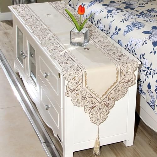 Dekorativer Tischläufer, weicher floraler Spitzenstoff, geeignet für verschiedene Tischdekoration (40 x 150 cm, Nr. 2) von zeroupshop