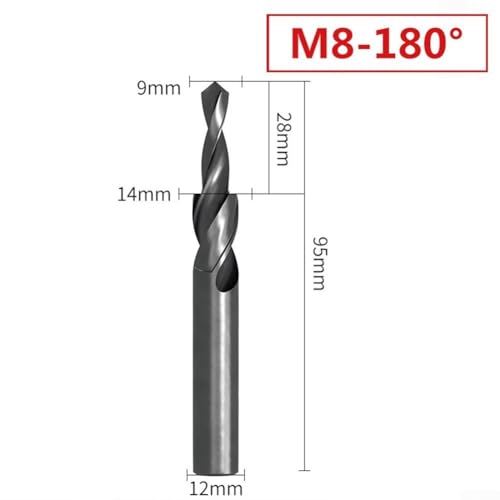 Senkbohrer, HSS-Spiral-Stufenbohrer, 90 Grad, 180 Grad, Senkbohrer für Metall, Senkbohrer, Senkkopf (M8 x 180 Grad) von zeroupshop