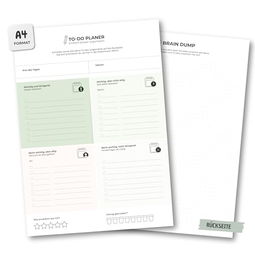 zettelweise To do Listen Block A4 mit 60 Blatt | Der neue To do Planer für einfaches Priorisieren | Rückseite mit Brain Dump | Mehr Klarheit + Fokus | Aufgabenplaner Eisenhower Methode zettelweise To do Listen Block A4 mit 60 Blatt | Der neue To do Planer für einfaches Priorisieren | Rückseite mit Brain Dump | Mehr Klarheit + Fokus | Aufgabenplaner Eisenhower Methode von zettelweise
