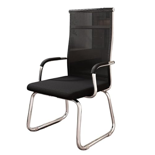 zhangrui1888 Bürostuhl Besprechungsbürostühle, Chromrahmen, gepolsterte Empfangsstühle mit hoher Rückenlehne und Netzstoff for das Home Office Gaming-Stuhl(Schwarz) von zhangrui1888