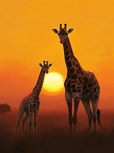 Giraffe Malen Nach Zahlen Erwachsene, Sonnenuntergang Malen Nach Zahlen XXL 70X90CM, Ölgemälde Kunst Handwerk Set mit Pinseln und Acrylfarbe, Paint by Numbers für Wohndeko Ohne Rahmen, Model 997 Giraffe Malen Nach Zahlen Erwachsene, Sonnenuntergang Malen Nach Zahlen XXL 70X90CM, Ölgemälde Kunst Handwerk Set mit Pinseln und Acrylfarbe, Paint by Numbers für Wohndeko Ohne Rahmen, Model 997 von zhangzen