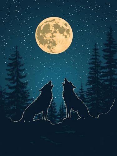 Malen Nach Zahlen Kinder Mond Malen Nach Zahlen Erwachsene Wolf DIY Ölgemälde Leinwand Set mit Pinsel und Acrylpigment für Room Zimmer Wanddeko, Geschenke für Frauen, Ohne Rahmen 70X90CM, Model 996 Malen Nach Zahlen Kinder Mond Malen Nach Zahlen Erwachsene Wolf DIY Ölgemälde Leinwand Set mit Pinsel und Acrylpigment für Room Zimmer Wanddeko, Geschenke für Frauen, Ohne Rahmen 70X90CM, Model 996 von zhangzen