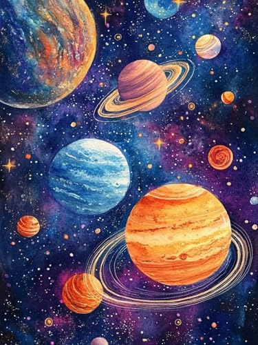 Malen Nach Zahlen Raum, Planet Malen Nach Zahlen Erwachsene, Ölgemälde für Erwachsene DIY Kit mit 3 Pinseln und Acrylfarbe Knitterfreie Leinwand für Zimmer Wanddeko, Ohne Rahmen 30X40CM, Model 152 Malen Nach Zahlen Raum, Planet Malen Nach Zahlen Erwachsene, Ölgemälde für Erwachsene DIY Kit mit 3 Pinseln und Acrylfarbe Knitterfreie Leinwand für Zimmer Wanddeko, Ohne Rahmen 30X40CM, Model 152 von zhangzen