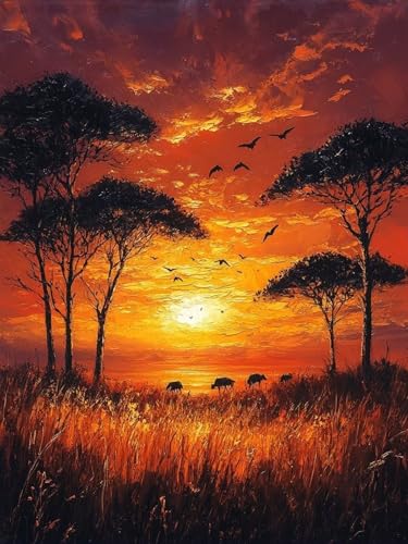 Malen Nach Zahlen Sonnenuntergang, Wiese Malen Nach Zahlen Erwachsene, Ölgemälde für Erwachsene DIY Kit mit 3 Pinseln und Acrylfarbe Knitterfreie Leinwand für Zimmer Wanddeko 100X130CM, Model 188 Malen Nach Zahlen Sonnenuntergang, Wiese Malen Nach Zahlen Erwachsene, Ölgemälde für Erwachsene DIY Kit mit 3 Pinseln und Acrylfarbe Knitterfreie Leinwand für Zimmer Wanddeko 100X130CM, Model 188 von zhangzen